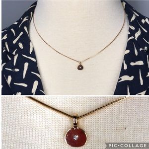 Dainty Rhinestone Gold Pendant on Box Chain